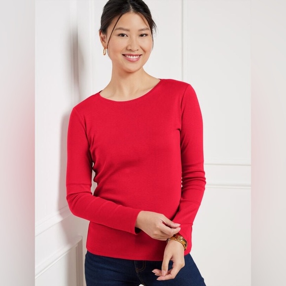 PIMA CREWNECK TEE - SOLID RED POP Size M NWT - Picture 1 of 5